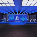 OADC Event Stage Design With Blue Lighting And Large Screen Display Setup