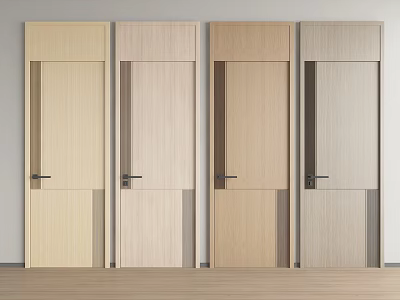 Four Modern Wooden Hinged Doors With Various Light Colors And Simple Design 3d model