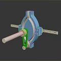 Blue Green Mechanical Structure With Metal Rod And Frame Components Design