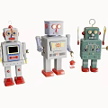 Vintage Smart Machines Robot Toys Featuring Assorted Colors And Retro Mechanical Design