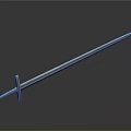 Long Metallic Sword Weapon With Sharp Blade And Blue Background Reflection 3d model