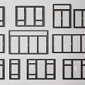 Various Black Frame Window Designs For Home With Different Styles And Sizes 3d model