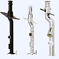 Industrial Metal Pipes with Different Black and Silver Designs Featuring Blades and Circular Components