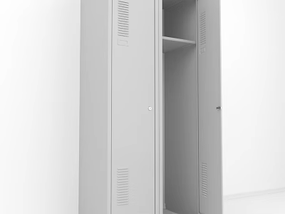Metal Storage Locker With Double Door Open Design Internal Shelf And Ventilation Slots 3d model