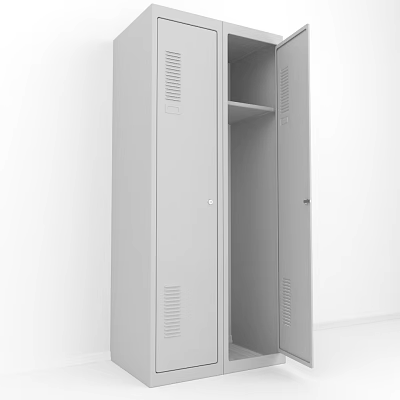 Metal Storage Locker With Double Door Open Design Internal Shelf And Ventilation Slots 3d model