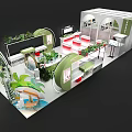 Fresh Greenery Decorated Modern Exhibition Booth Design For Cosmetic Brand Product Trade Show