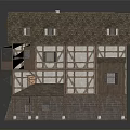 Ancient Traditional Buildings Featuring Timber Frame Structure Brown Roof And Balcony Design