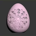 Chicken Egg With Intricate Pink Floral Pattern And Shiny Surface Design