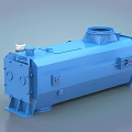 Blue Heavy Duty Industrial Equipment With Enclosed Structure Piping Connections And Control Panels
