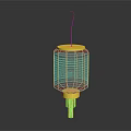 Decorative Lantern Furniture With Yellow Frame Red Base And Transparent Panels