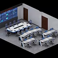 Console Office Table and Chair Combination Computer Workbench Luminous Console Command Technology Steel Middle Control Table Staff Table Station Conference Table Paperless Baking Paint Long Table Combination 3d model