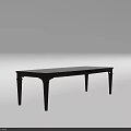 Elegant Dark Wooden Dining Table With Rectangular Top And Sleek Carved Legs Design 3d model