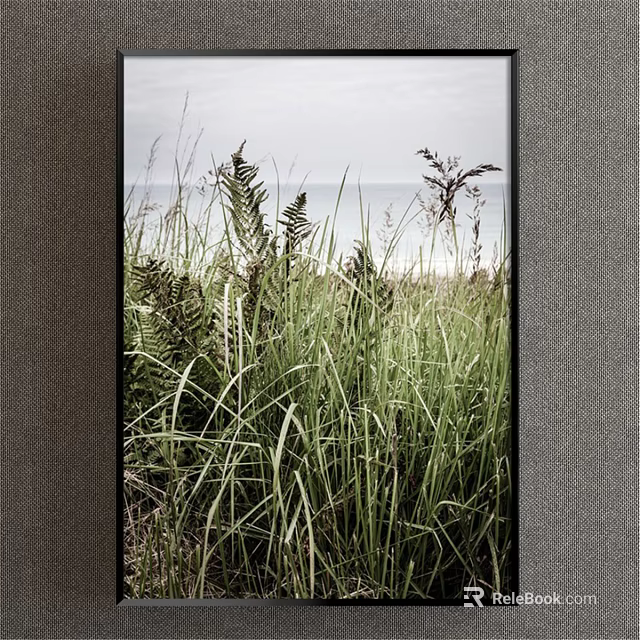 Botanical Painting With Coastal Grasses Ferns And Natural Greenery Artwork 3d model 
