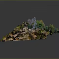 Ancient Stone Castle On Rocky Hill Surrounded By Lush Trees And Historic Tower Structures