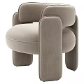 Beige Velvet Accent Chair with Rounded Arms and Modern Minimalist Design