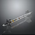 Advanced Military Missile Weapon With White Body Orange Band Tail Fins And Nose Cone