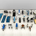 Various Sports Equipment Including Dumbbells Treadmills Barbells Workout Benches And Mats For Gym