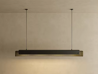 New Chinese Chandelier Metal Chandelier One-word Long Chandelier 3d model