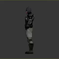 Game and Movie Character in Armored Costume with Helmet Standing Full Body Pose