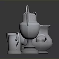 Classic Silver Household Items Including Water Pitcher Cups And Wine Goblets