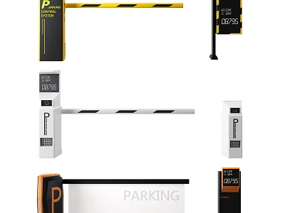 Public Parking Barrier Gates With Time Display And Automatic Entry Exit Control Functions 3d model