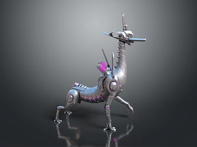 Futuristic Character Riding Shiny Metallic Cybernetic Dragon With Purple Accents And Dynamic Pose 3d model
