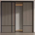 Modern Log Middle Ancient Sliding Door Sliding Door 3d model