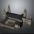Classical Style Architectural Structure Featuring Towers Blue Roof Central Courtyard And Dome