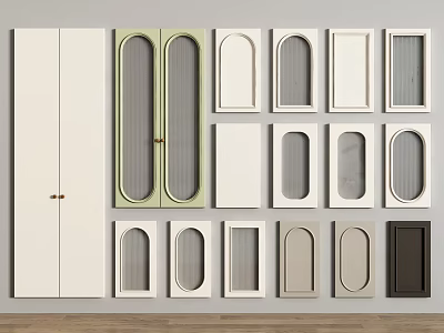 Wardrobe Doors Featuring Various Designs With Different Panel Styles And Color Options 3d model