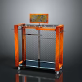Pet Transport Cart with Orange Frame Metal Mesh Wheels and Display Screen