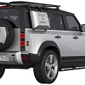 Modern Silver Defender SUV With Roof Rack Large Wheels Front Grille Headlights Design