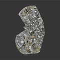 Birds Flying Over Detailed Urban Model in Aerial View with Parks and Buildings