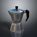Classic Silver Moka Pot With Black Handle Stainless Steel Kitchen Appliance
