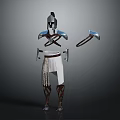 Detailed Ancient Warrior Armor Components Display With Helmet Axe and Decorative Design Elements 3d model
