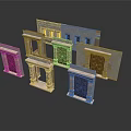 Architectural Stone Door And Window Frames With Beige Textured Decorative Design