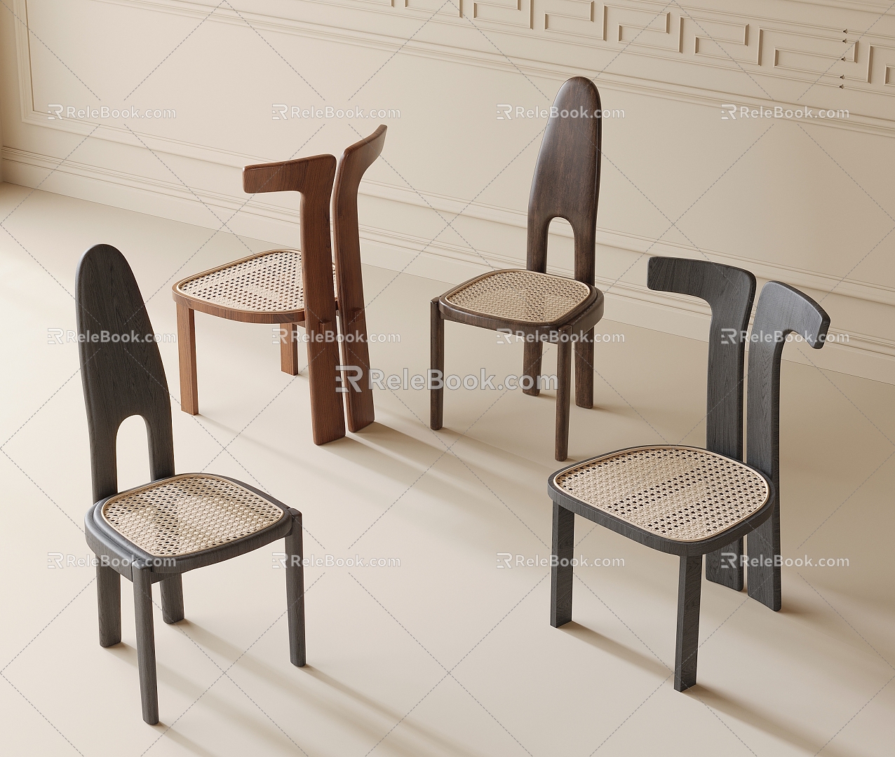 Middle Style Dining Chair Single Chair Leisure Chair 3d model