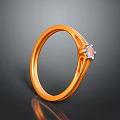 Orange Gold Ring Featuring Central Gemstone With Diamond Accents Design 3d model
