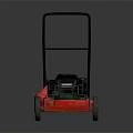 Red Push Type Lawn Mower With Black Handle And Engine For Garden Care 3d model