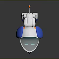 Cartoon Style Robotic Dog Character With Blue Ears Glowing Eyes And Orange Details