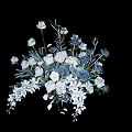 Beautiful Floral Arrangement Showcasing White Blue Flowers And Green Foliage