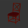 Red Cross Back Dining Chair With Upholstered Seat And Wooden Frame