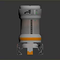 Industrial Cylindrical Equipment with White Top Cover Silver Metal Body Orange Ring on Support Stands