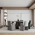 Modern Restaurant Dining Table and Chair Combination 3d model