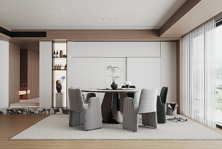 Modern Restaurant Dining Table and Chair Combination 3d model