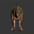 Vibrant Colored Dinosaur Featuring Pink Horn And Green Body Patterns In 3D Render
