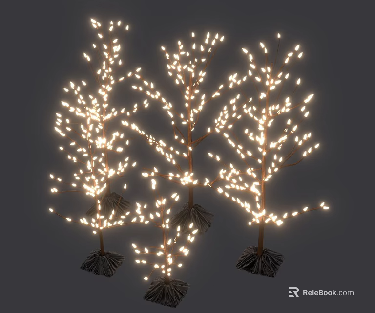 Beautiful Tree Shaped Decorative Lights with Warm White LED Bulbs for Home Garden Decoration 3d model 