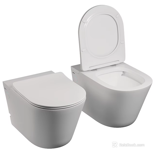 Modern White Toilet Design With Open And Closed Lid Features And Sleek Profile 3d model 