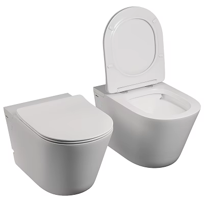 Modern White Toilet Design With Open And Closed Lid Features And Sleek Profile 3d model