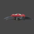 Red Mechanical Device With Glowing Green Core Yellow Accents And Black Spikes