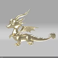 Golden Dragon Figurine Standing With Detailed Wings And Tail Design